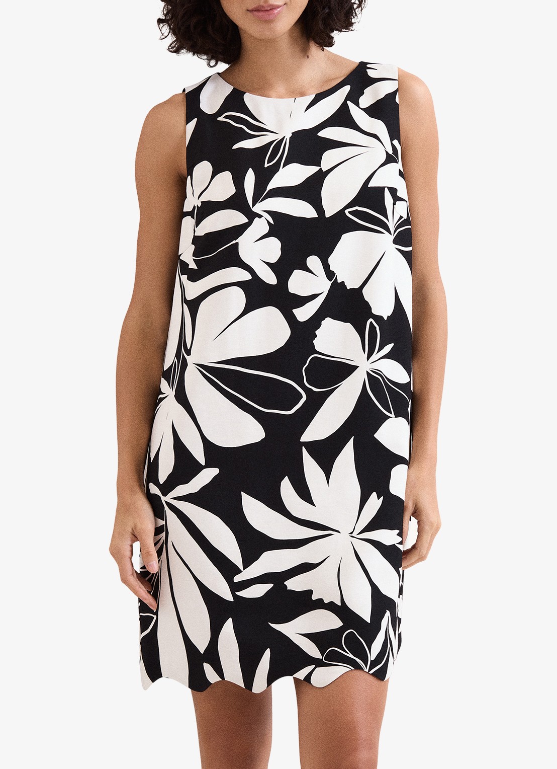 Phase Eight Marta mini jurk met ronde hals en bloemenprint - detail 3 zwart