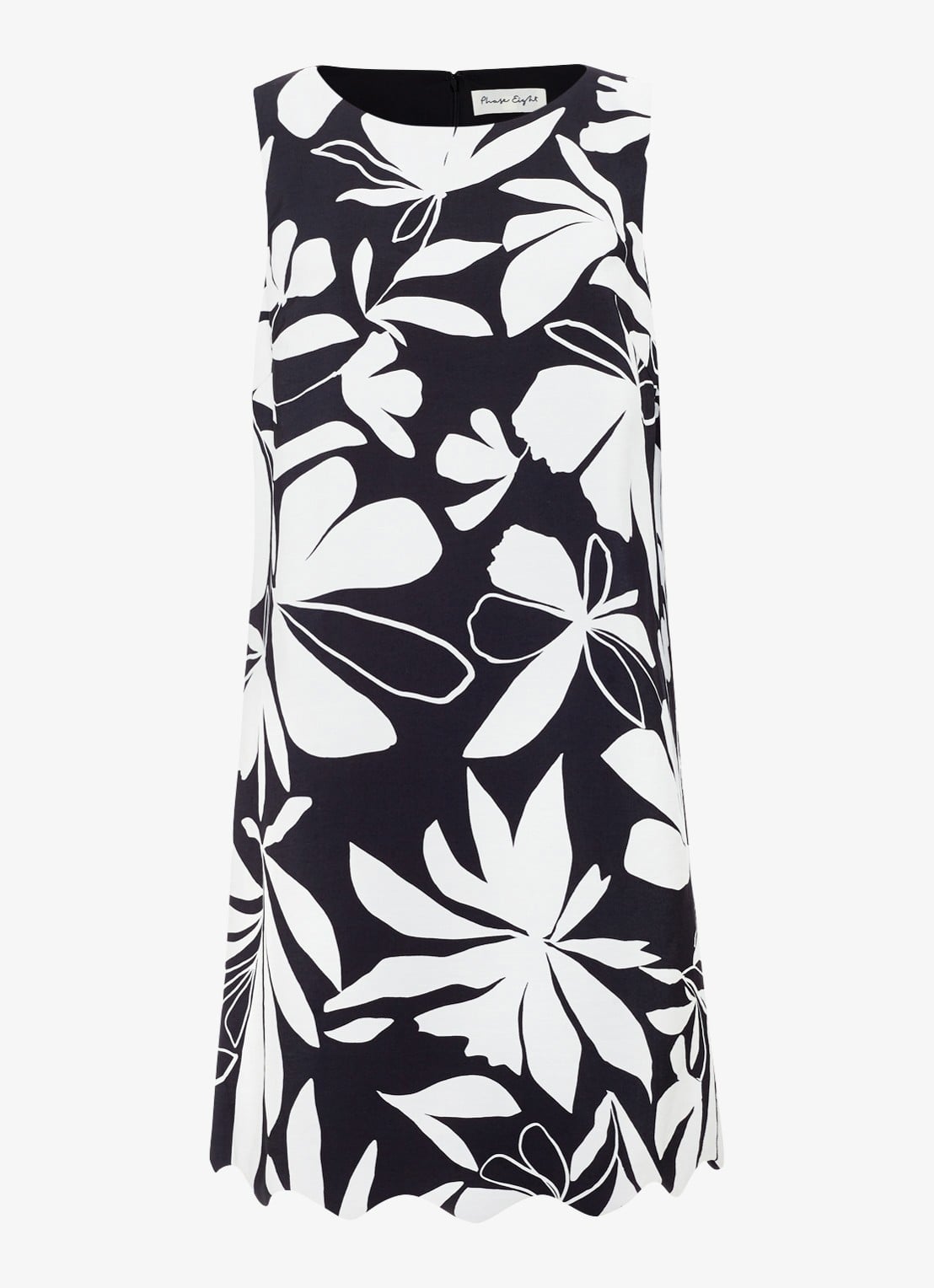 Phase Eight Marta mini jurk met ronde hals en bloemenprint - voorkant zwart