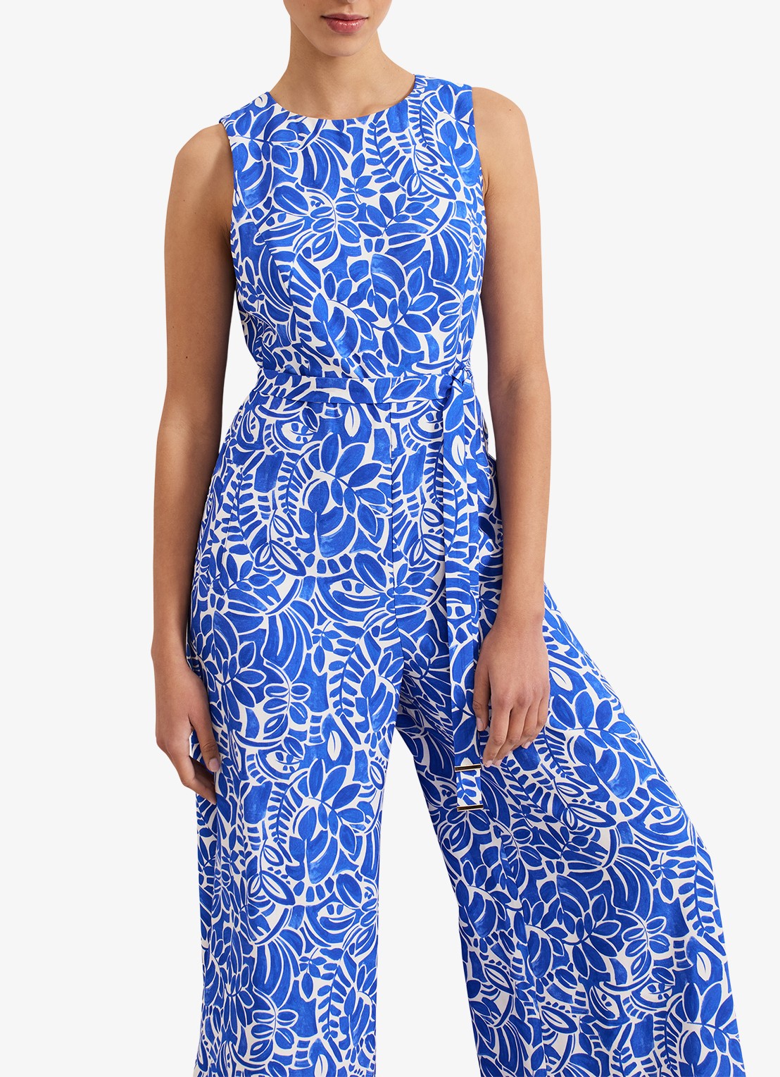 Phase Eight Marta wide fit jumpsuit met strikceintuur - detail 3 blauw