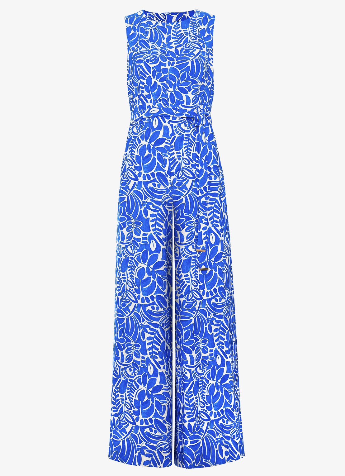 Phase Eight Marta wide fit jumpsuit met strikceintuur - voorkant blauw
