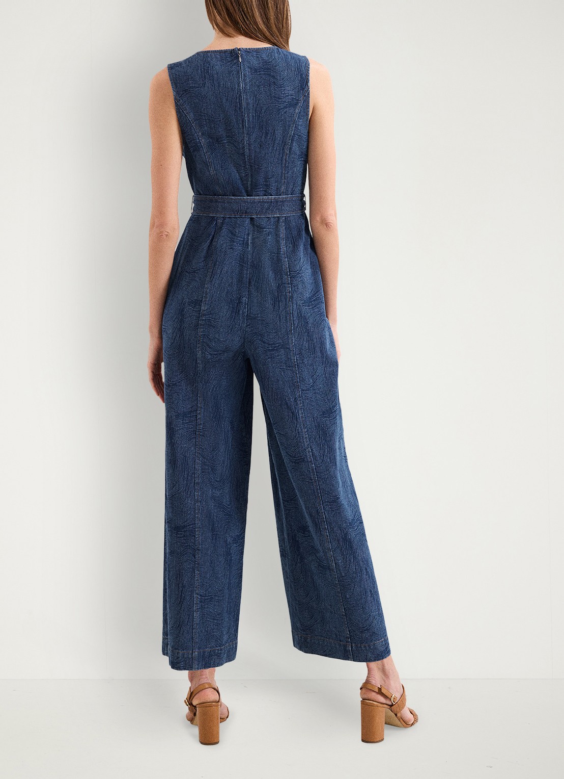 Phase Eight Marta wide fit jumpsuit met strikceintuur - achterkant indigo