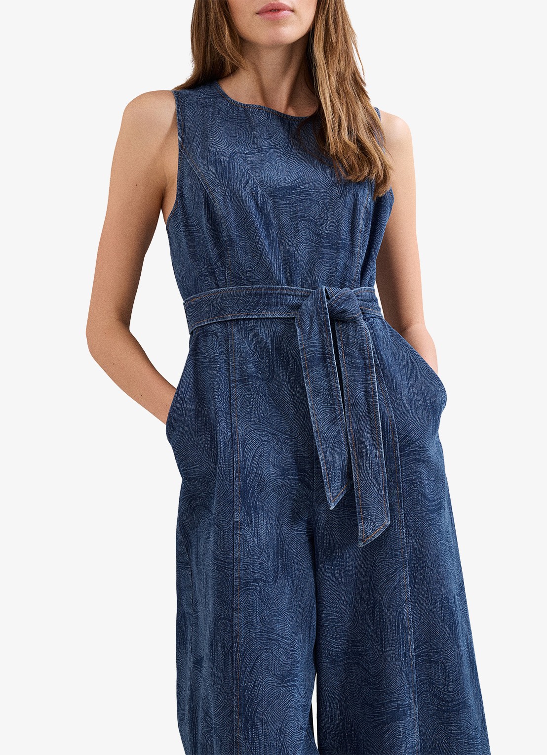 Phase Eight Marta wide fit jumpsuit met strikceintuur - detail 4 indigo