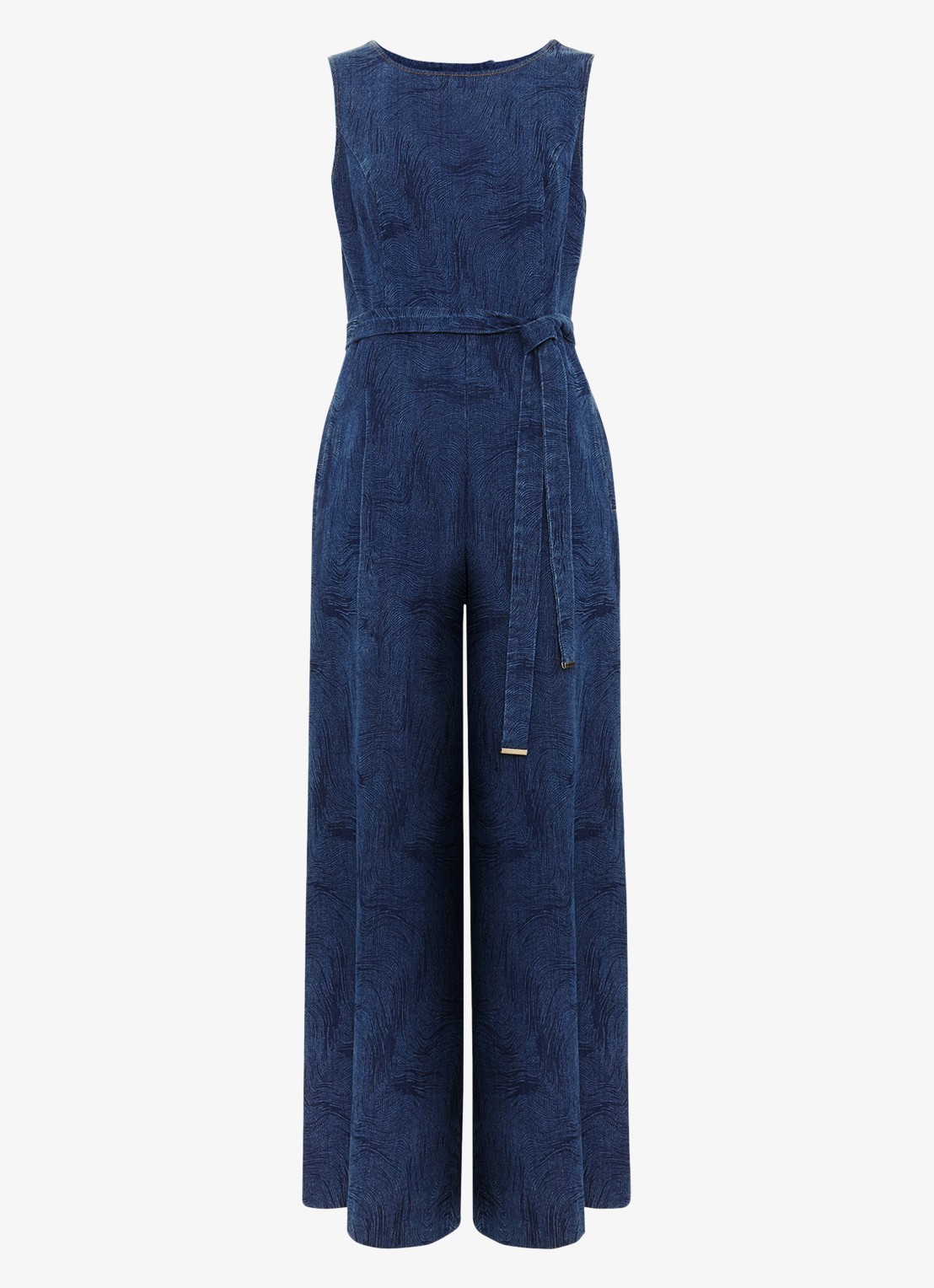 Phase Eight Marta wide fit jumpsuit met strikceintuur - voorkant 2 indigo