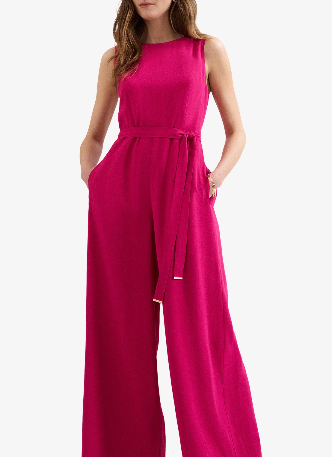 Phase Eight Marta wide fit jumpsuit met strikceintuur - detail 4 fuchsia