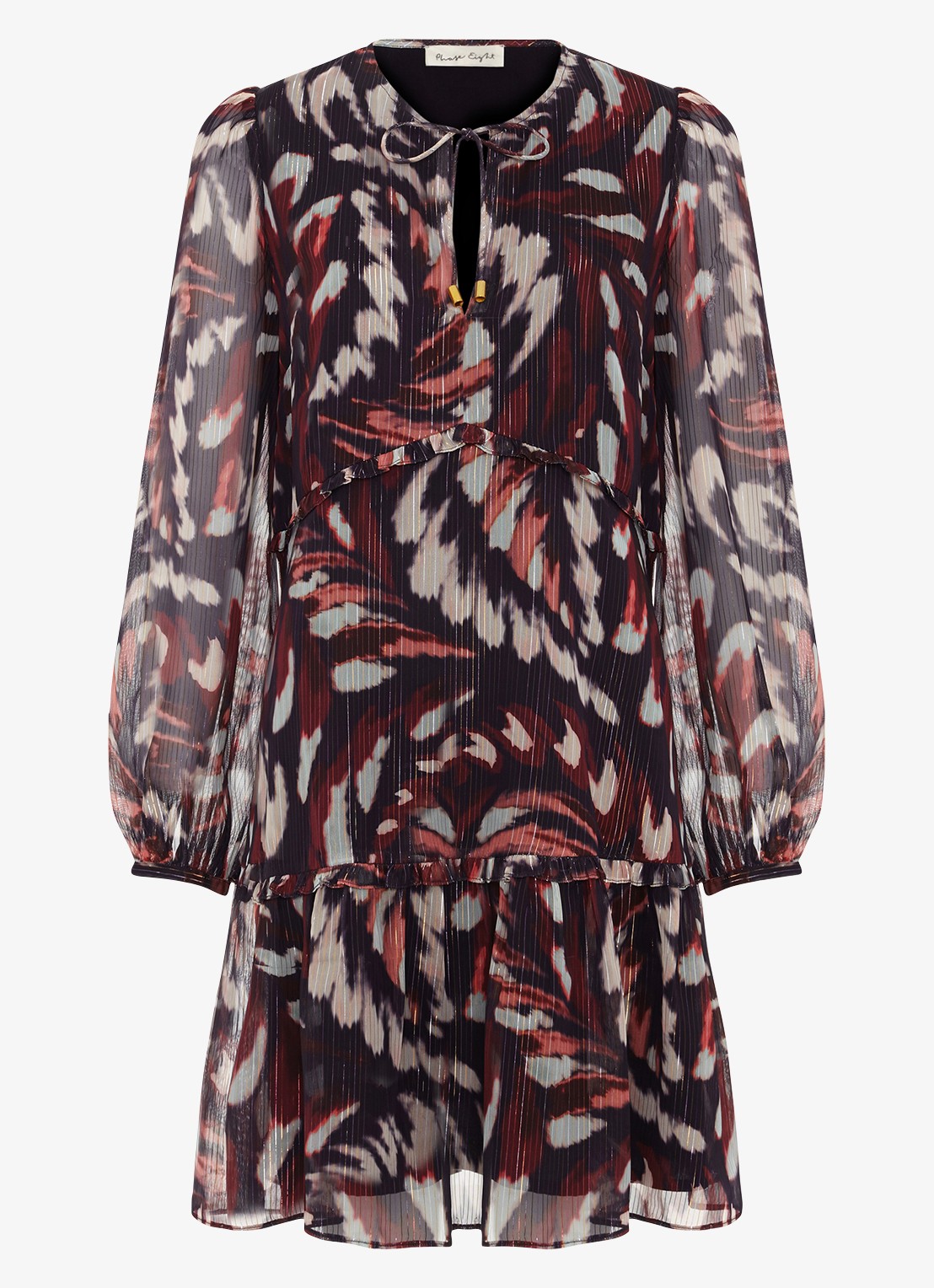 Phase Eight Martyna mini jurk met grafische print - voorkant 2 rood