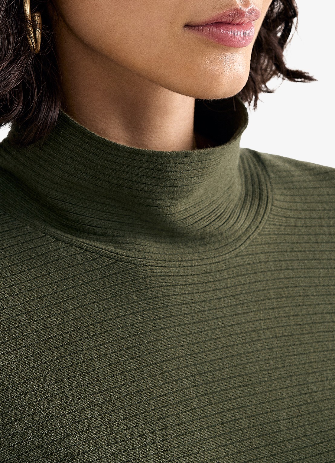 Phase Eight Masha ribgebreide trui met vleermuismouwen - detail 6 donkergroen
