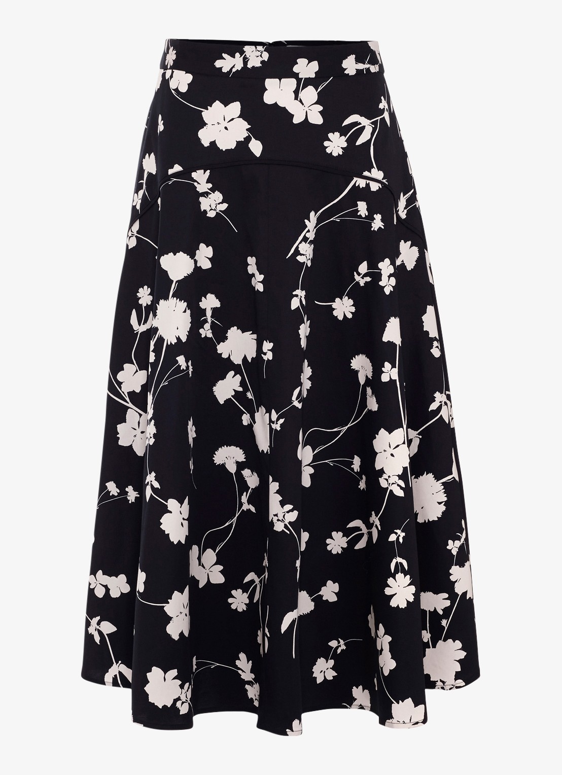 Phase Eight Mavis midi rok met bloemenprint - voorkant 7 zwart