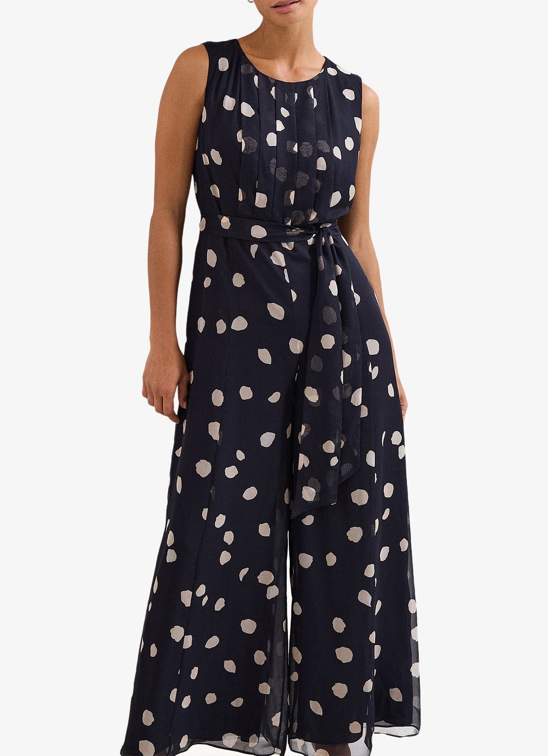 Phase Eight Maxine wide fit jumpsuit met stippenprint - detail 2 donkerblauw