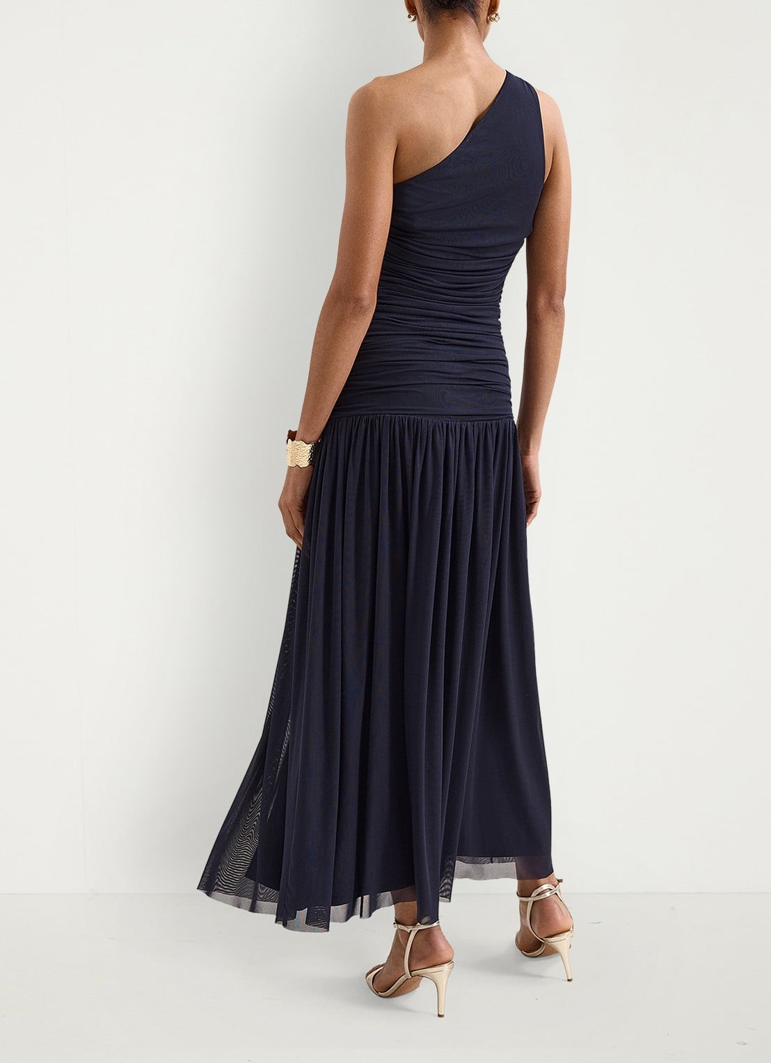 Phase Eight Melina one shoulder maxi jurk met plooidetail - achterkant blauw