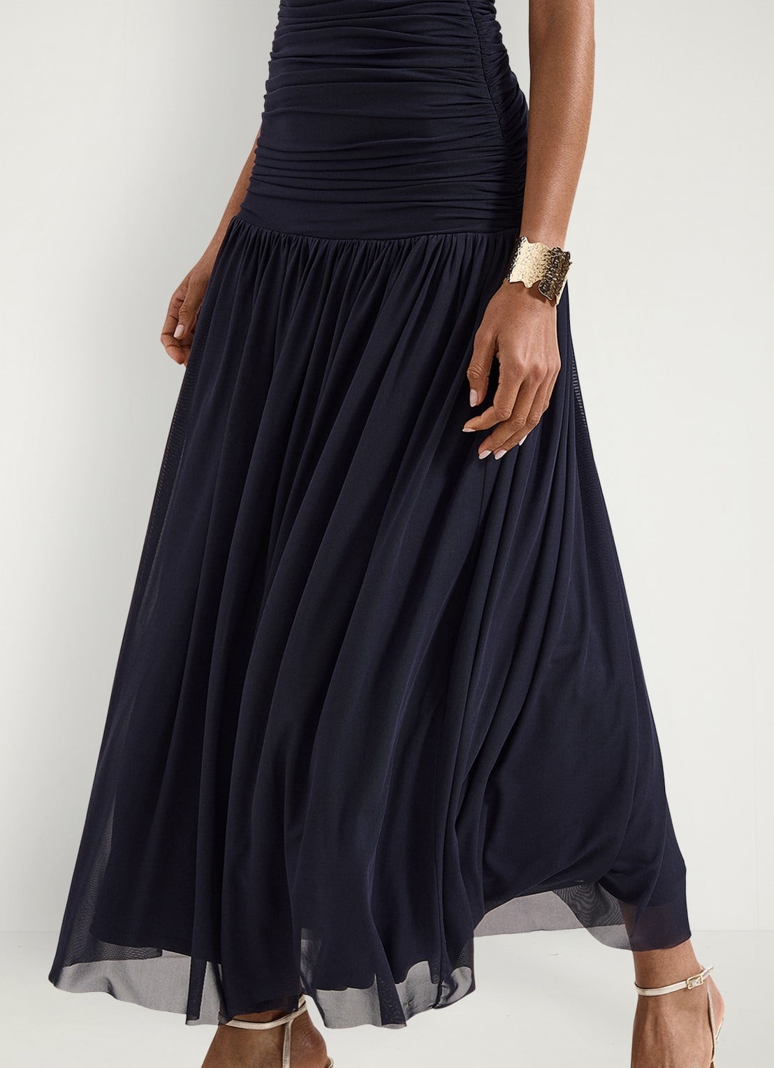 Phase Eight Melina one shoulder maxi jurk met plooidetail - detail 6 blauw