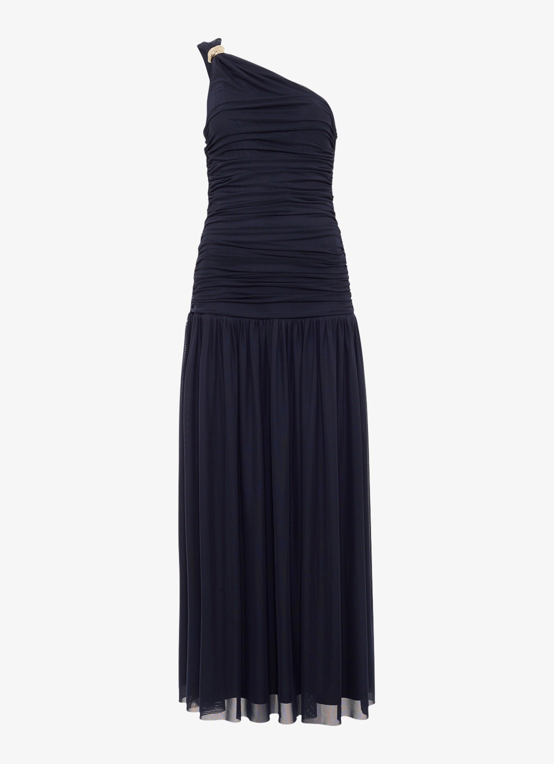 Phase Eight Melina one shoulder maxi jurk met plooidetail - voorkant 2 blauw