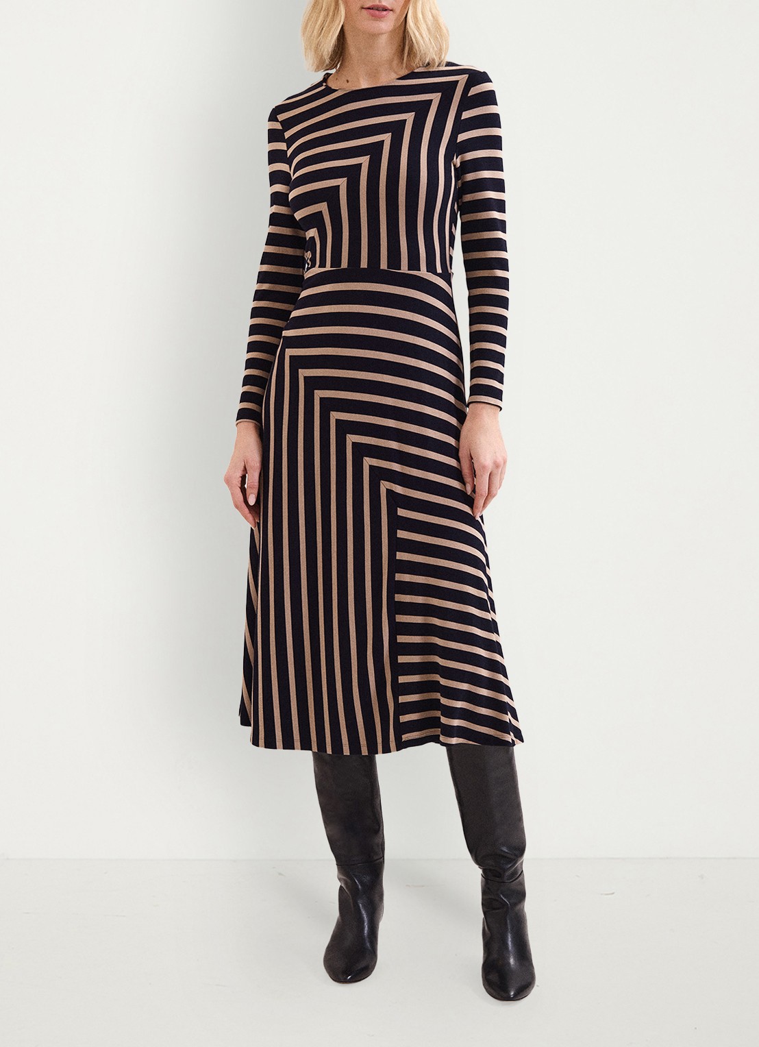 Phase Eight Mia midi jurk met grafische print - voorkant 3 multicolor