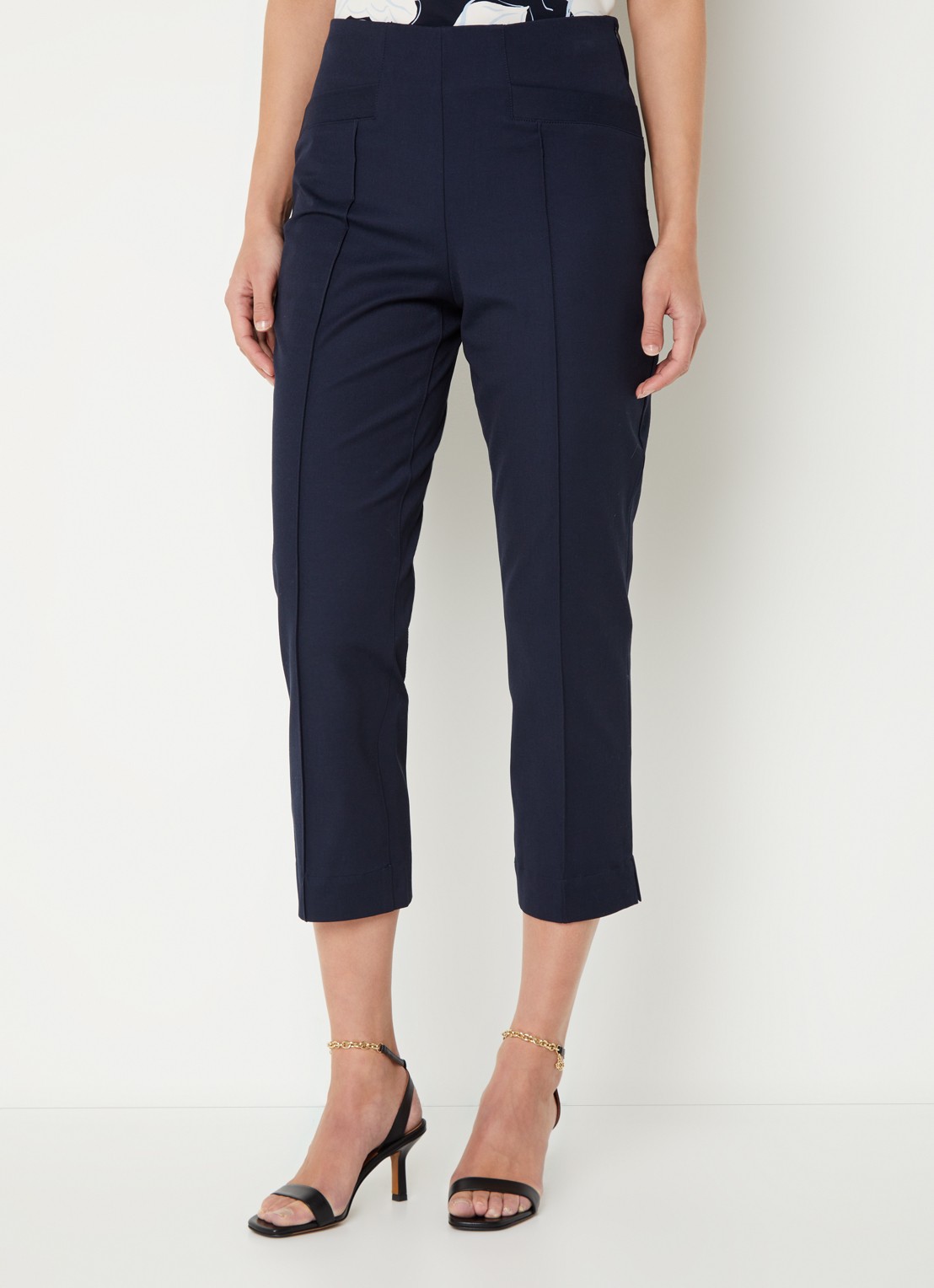 Phase Eight Miah high waist cropped slim fit pantalon met siernaad - detail 4 donkerblauw