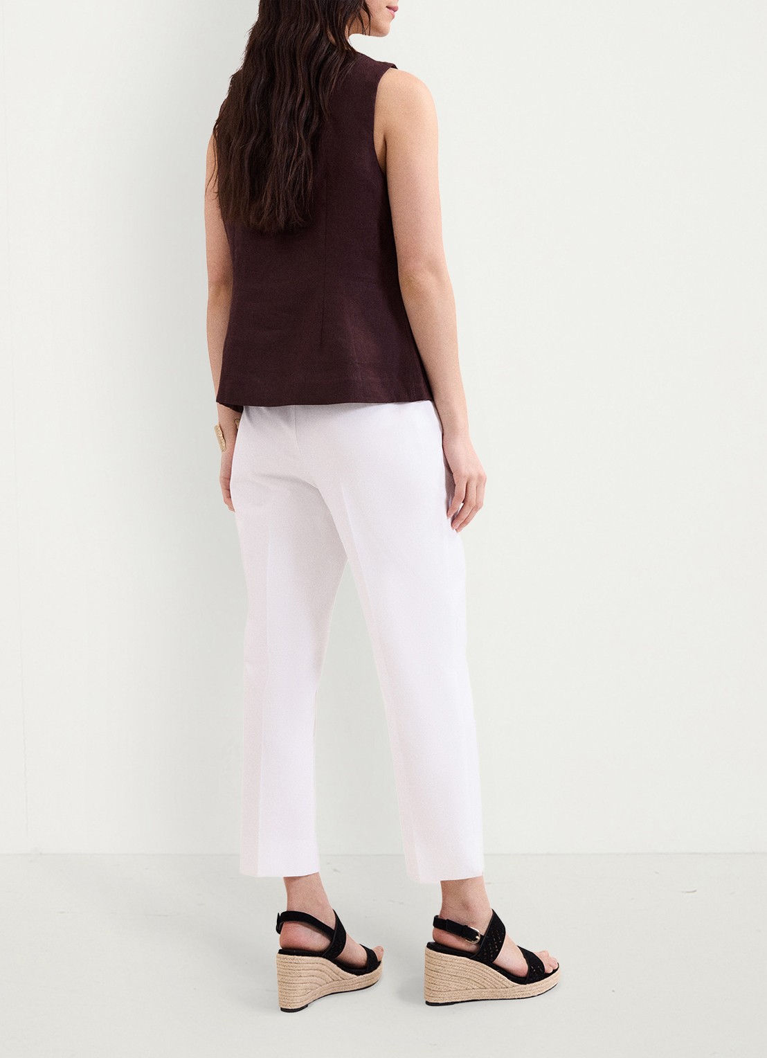 Phase Eight Miah high waist straight leg driekwart broek in katoenblend - achterkant 6 wit