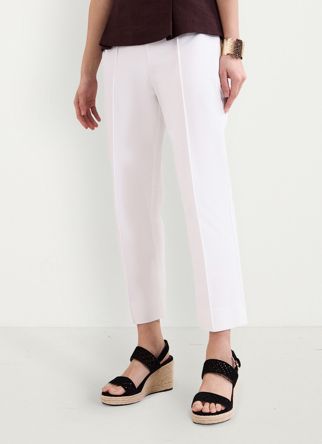 Phase Eight Miah high waist straight leg driekwart broek in katoenblend - detail 3 wit