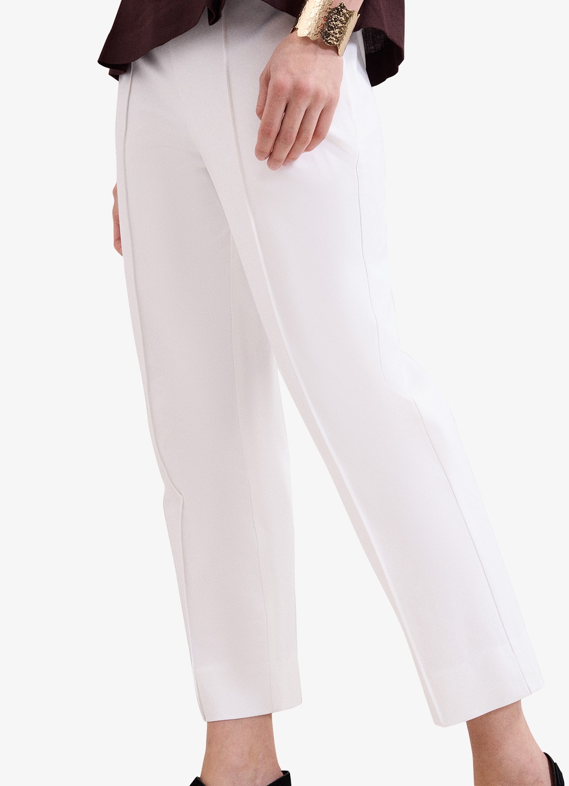 Phase Eight Miah high waist straight leg driekwart broek in katoenblend - detail 5 wit