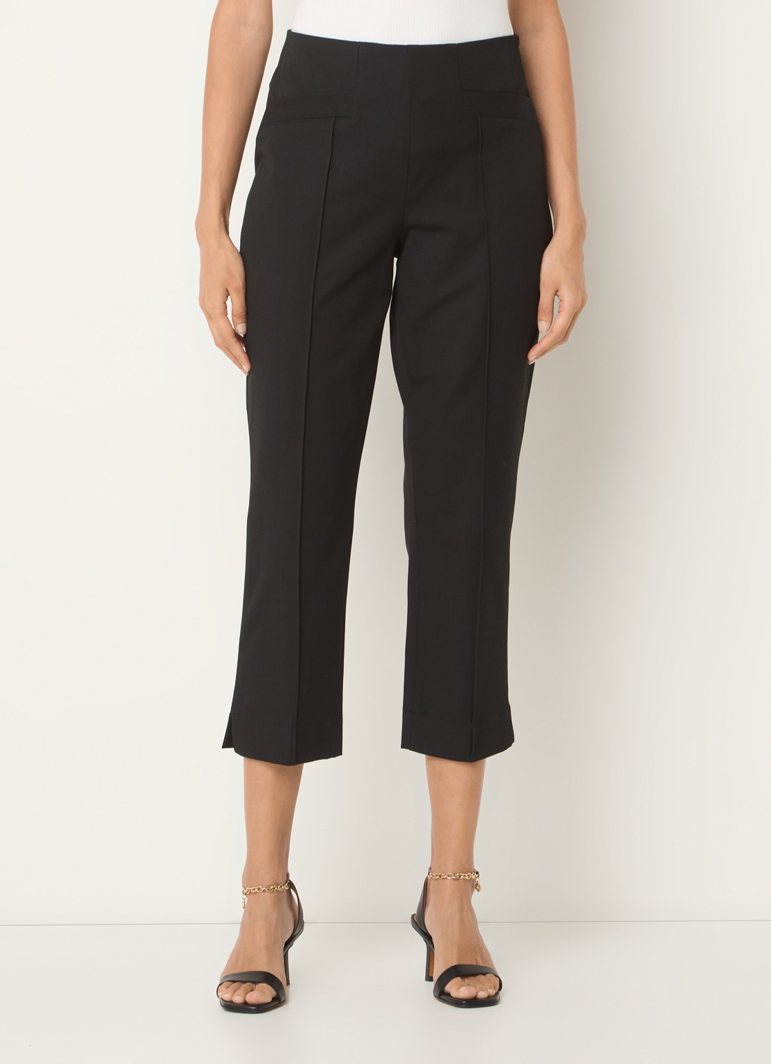 Phase Eight Miah high waist tapered fit cropped pantalon met persplooi - detail 2 zwart