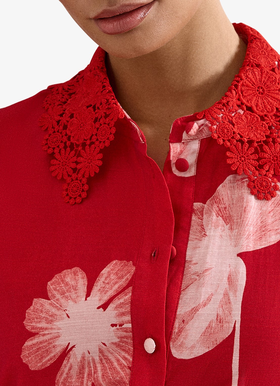 Phase Eight Midi jurk met bloemenprint en strikceintuur - detail 5 rood