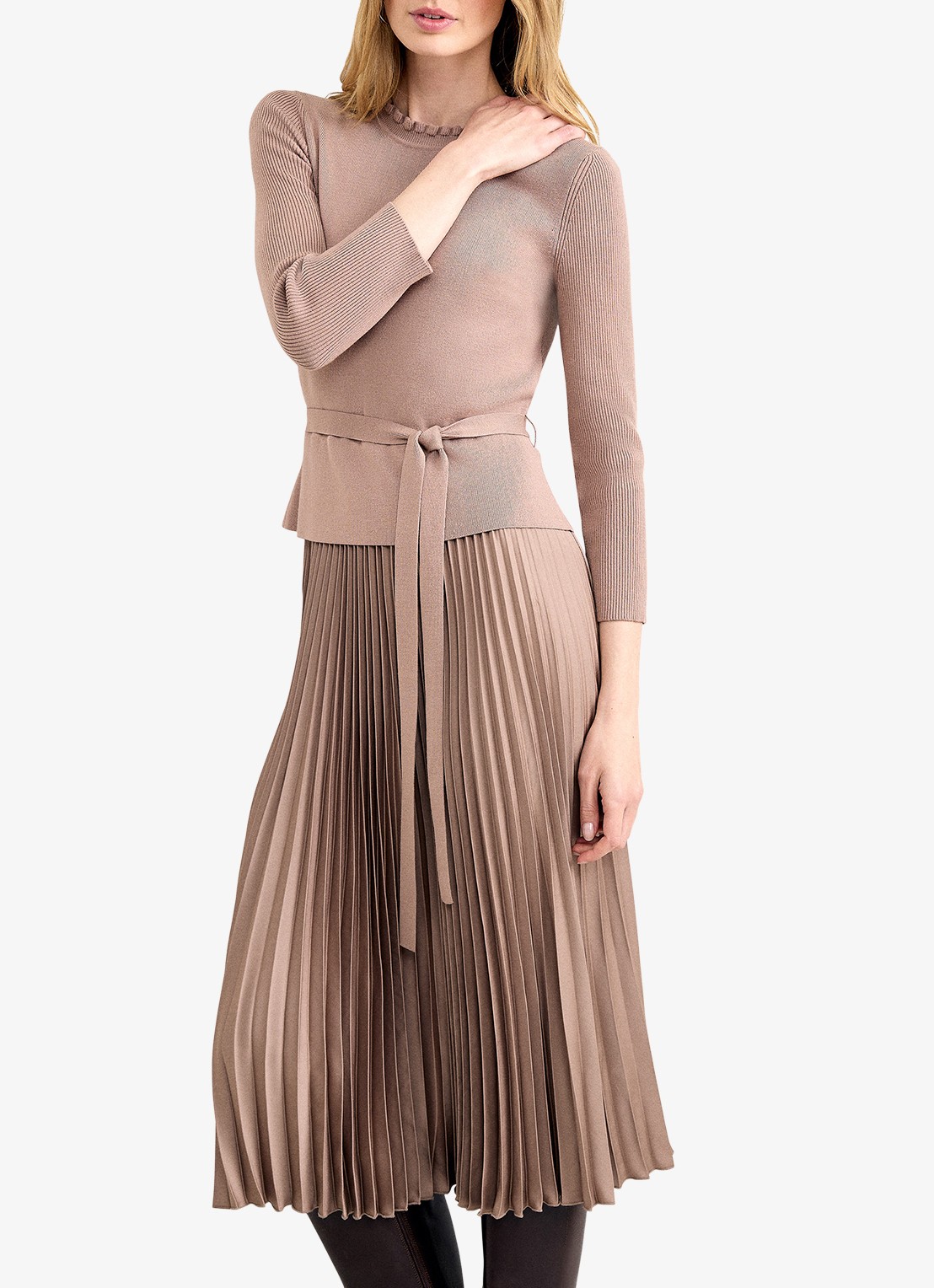 Phase Eight Midi jurk met plooien - detail oudroze