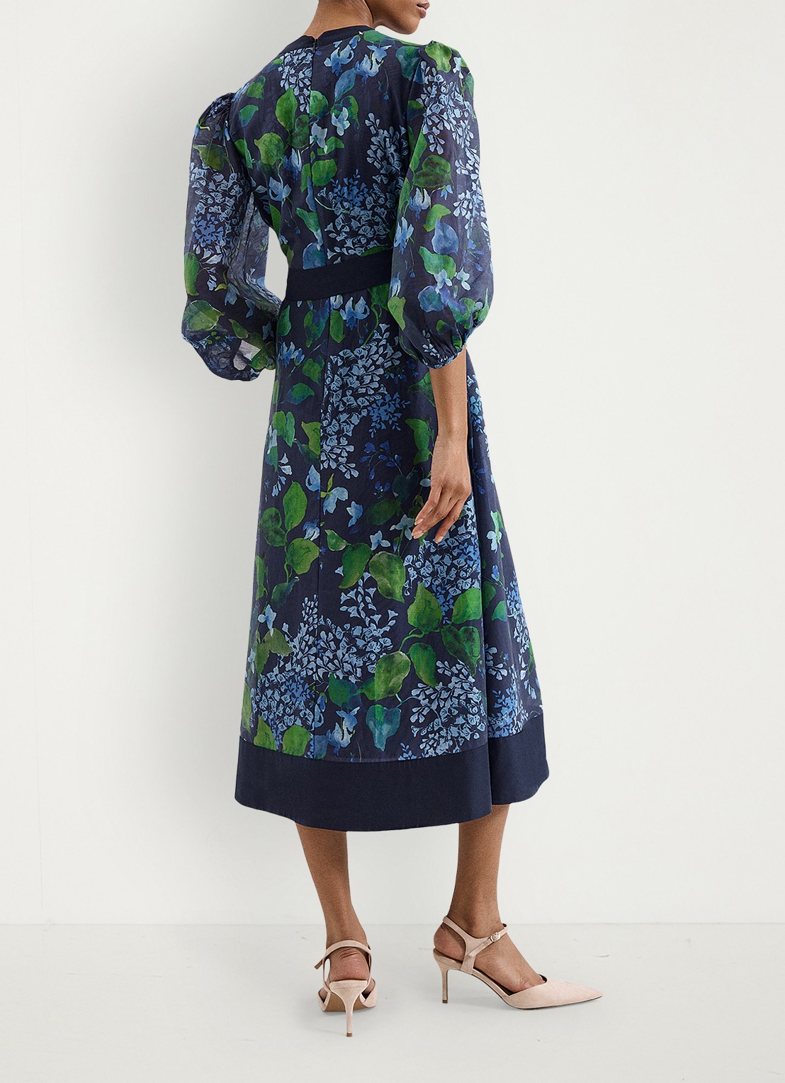 Phase Eight Midi jurk met strikceintuur - achterkant 6 donkerblauw