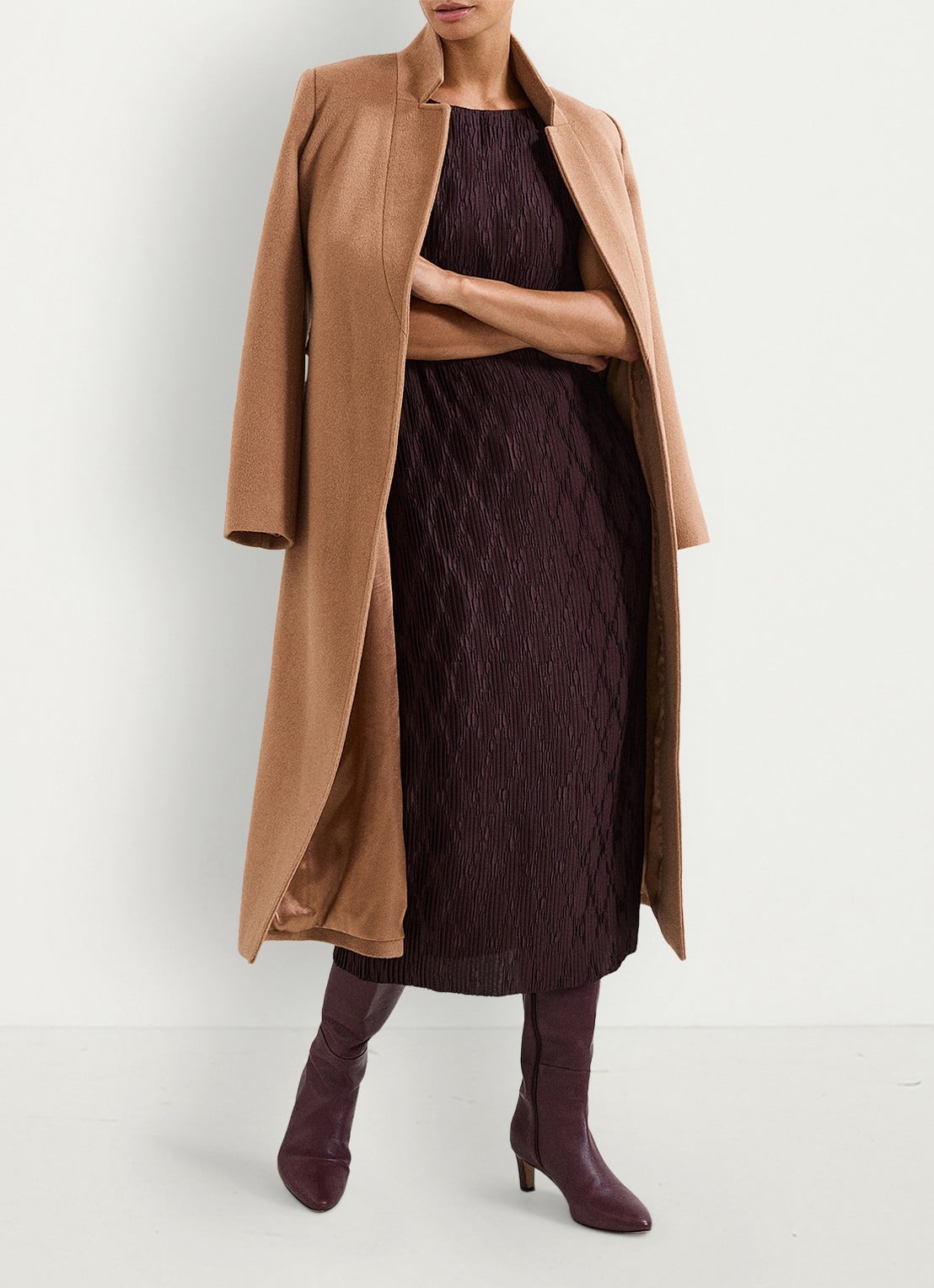 Phase Eight Midi jurk met structuur - detail 8 donkerbruin