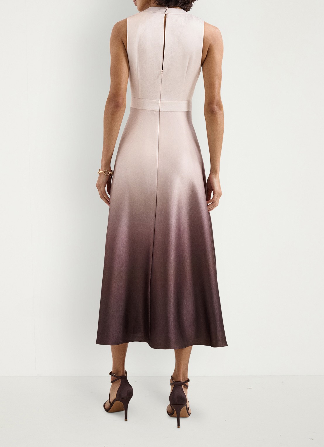 Phase Eight Midi jurk met watervalhals - achterkant 6 creme