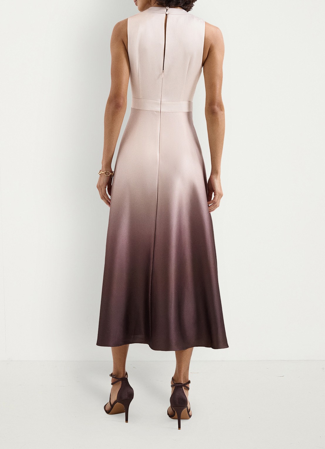 Phase Eight Midi jurk met watervalhals - achterkant 8 creme