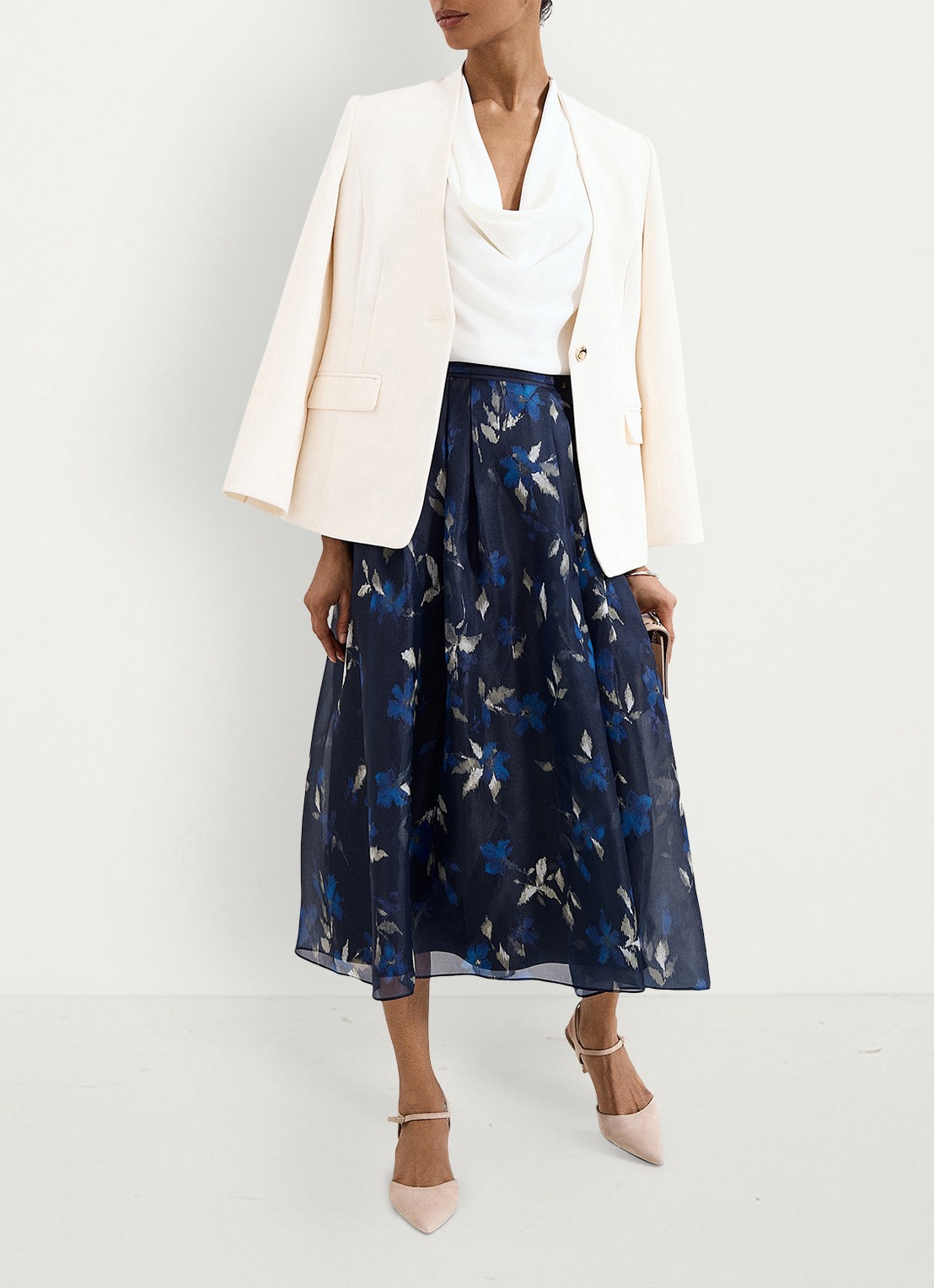 Phase Eight Midi rok met print - voorkant 7 donkerblauw