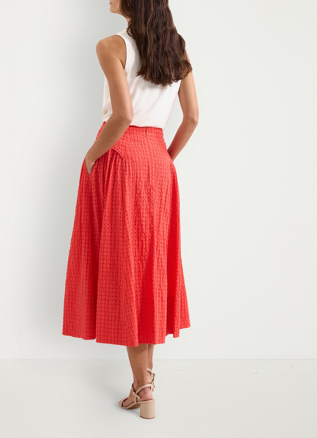 Phase Eight Midi rok met steekzakken - achterkant 6 rood