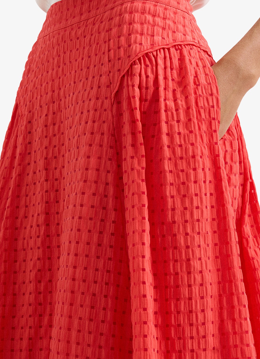 Phase Eight Midi rok met steekzakken - detail 2 rood
