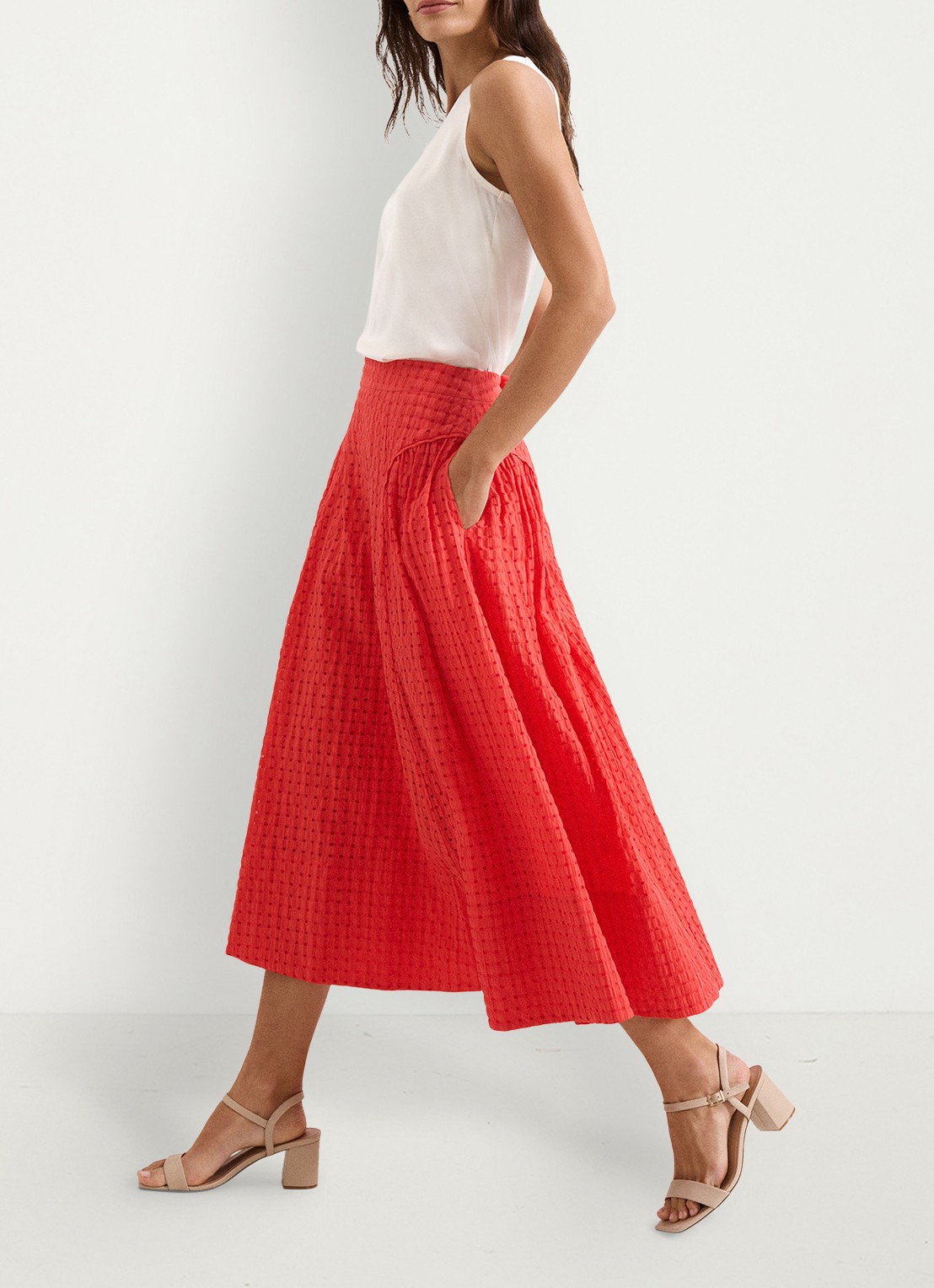 Phase Eight Midi rok met steekzakken - detail 3 rood