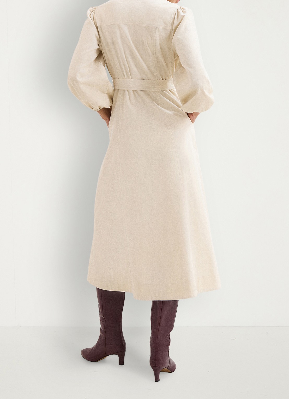 Phase Eight Midi tuniek jurk met strikceintuur - achterkant 3 beige