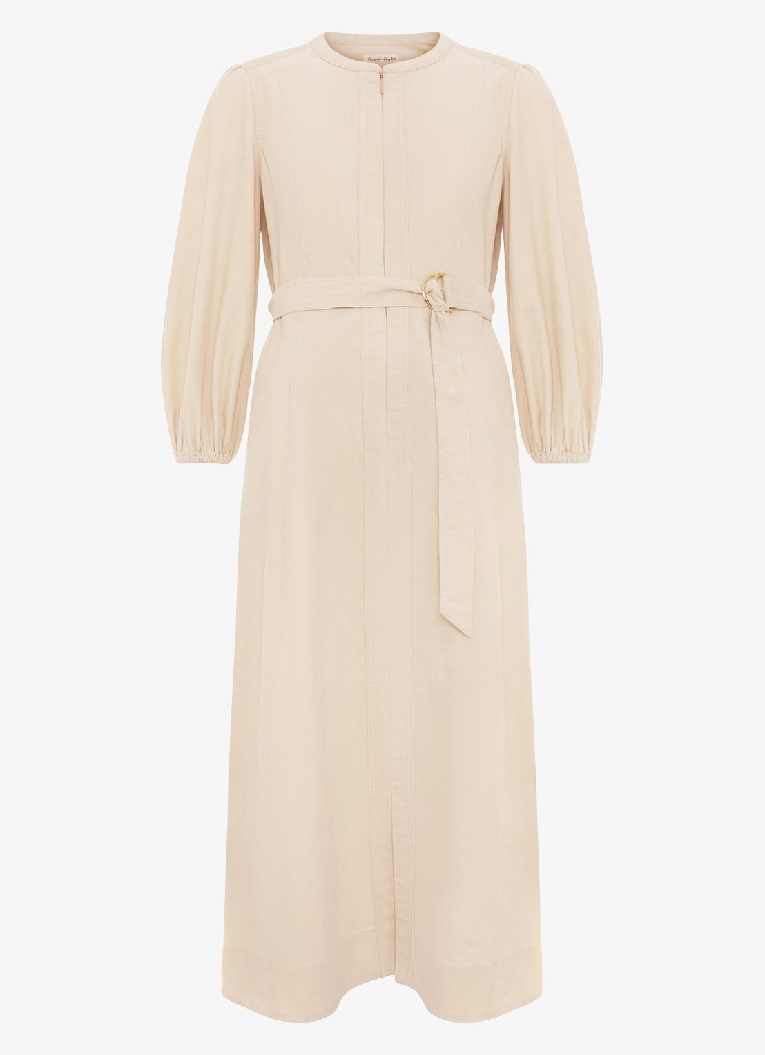 Phase Eight Midi tuniek jurk met strikceintuur - voorkant beige