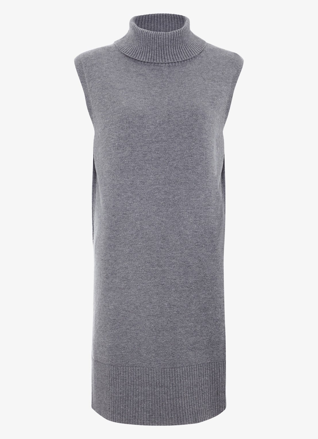 Phase Eight Mila mini fijngebreide trui-jurk met col - voorkant 6 grijs
