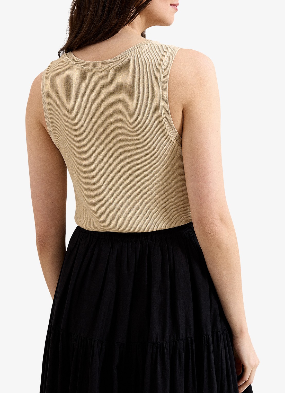 Phase Eight Mila ribgebreide tanktop met lurex - achterkant goud