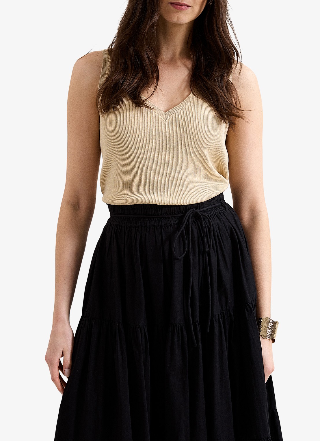Phase Eight Mila ribgebreide tanktop met lurex - detail 2 goud