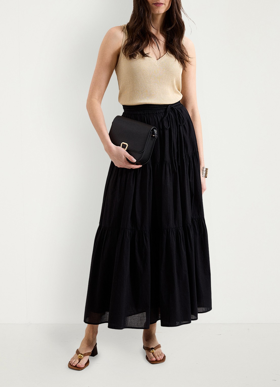 Phase Eight Mila ribgebreide tanktop met lurex - voorkant 7 goud