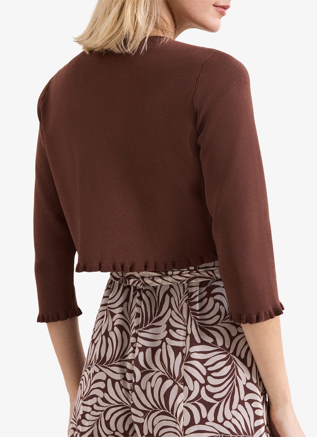 Phase Eight Mimi fijngebreid vest met ronde hals - achterkant 4 bruin
