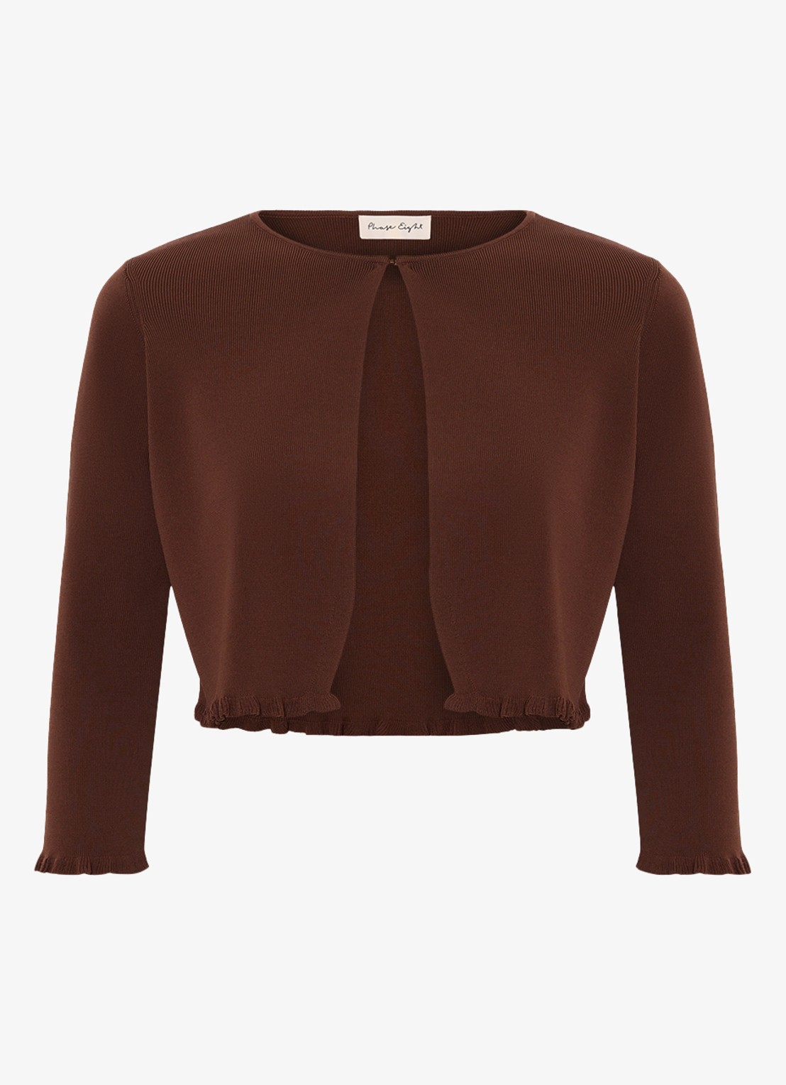 Phase Eight Mimi fijngebreid vest met ronde hals - voorkant 5 bruin