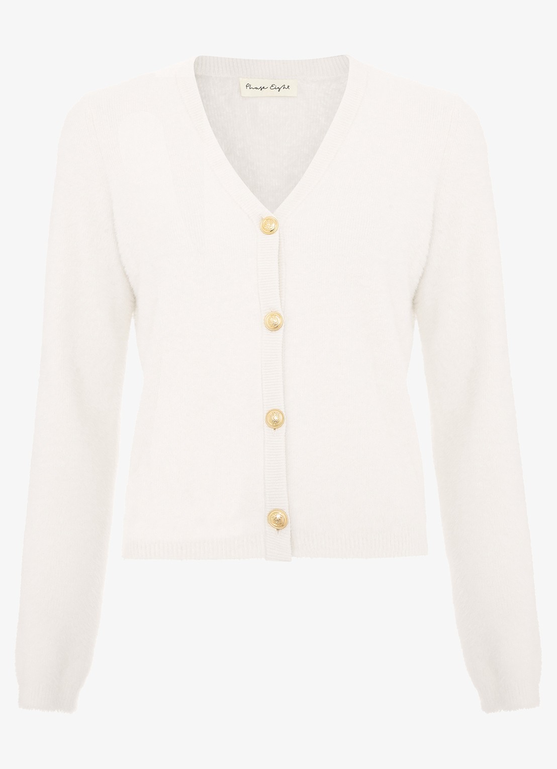 Phase Eight Mindy fijngebreid vest met sierknopen - voorkant 6 ivoor