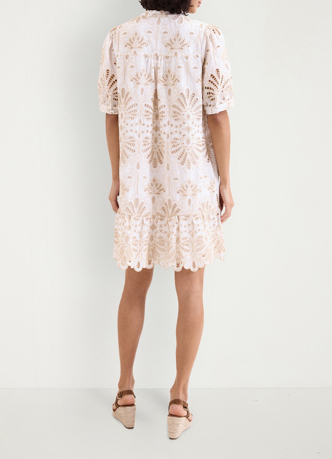 Phase Eight Mini jurk met borduring - achterkant 8 creme