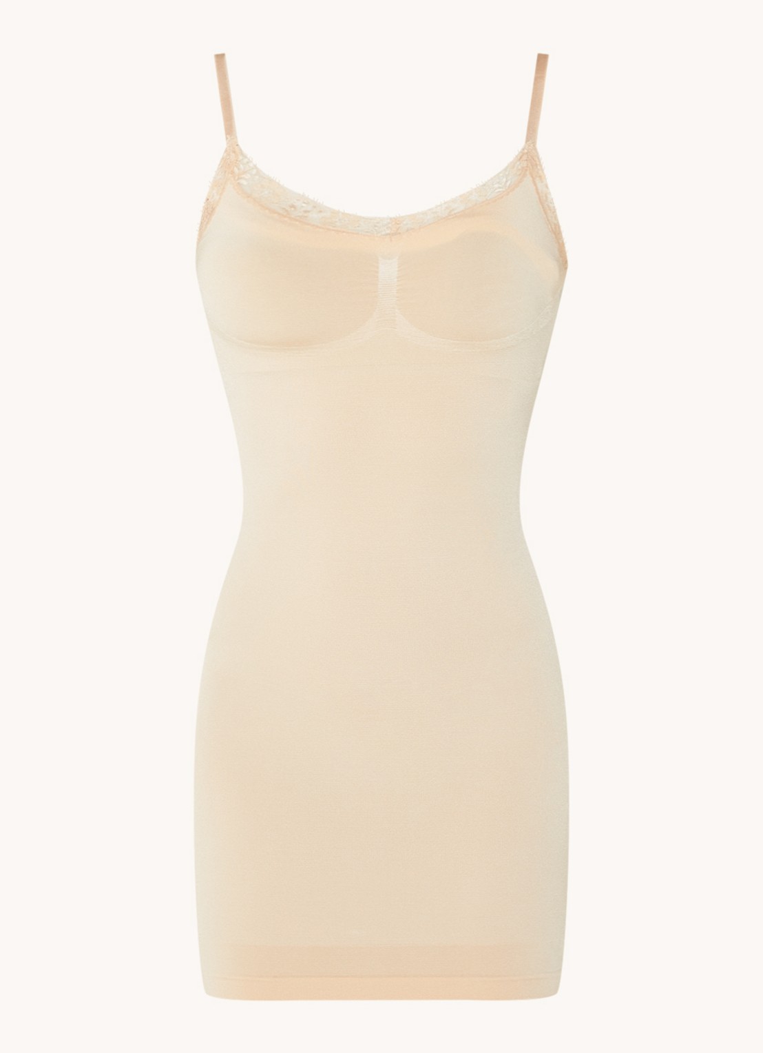 Phase Eight Mini jurk met details van kant - voorkant beige
