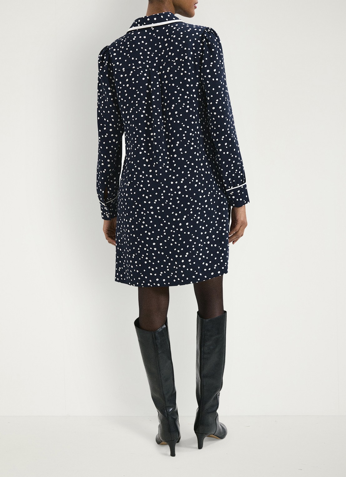 Phase Eight Mini tuniekjurk met stippenprint - achterkant donkerblauw
