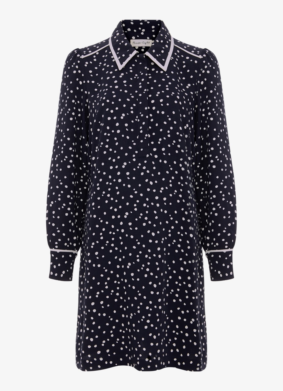 Phase Eight Mini tuniekjurk met stippenprint - voorkant 2 donkerblauw