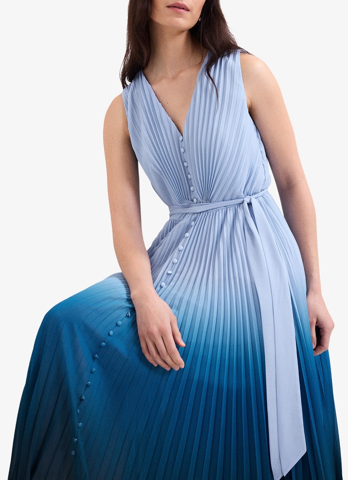 Phase Eight Mira Ombre midi jurk met plooien - detail 5 blauw