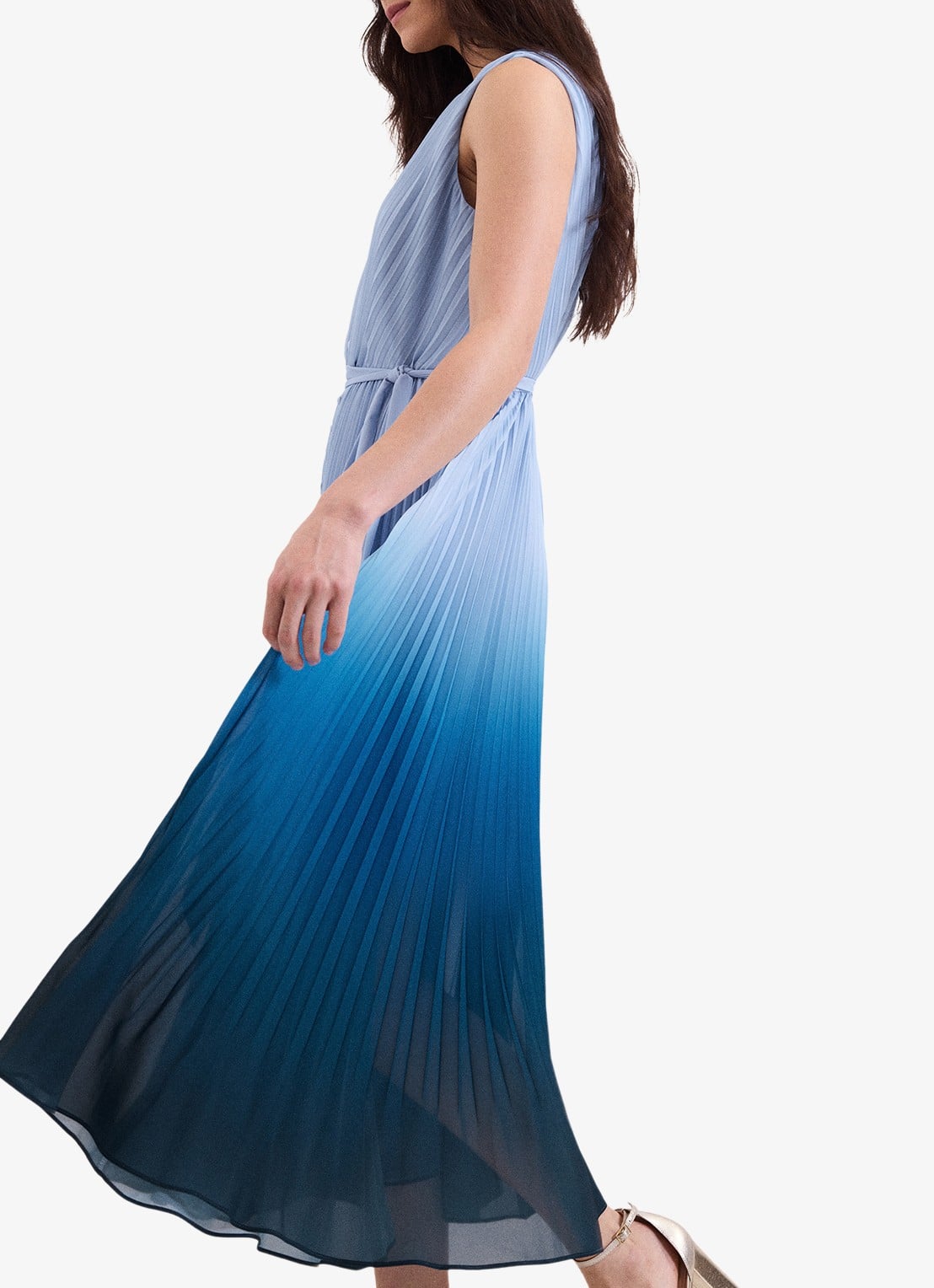 Phase Eight Mira Ombre midi jurk met plooien - detail 6 blauw