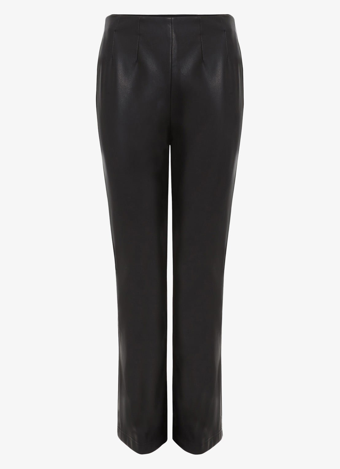 Phase Eight Mya straight fit cropped broek van imitatieleer - voorkant zwart