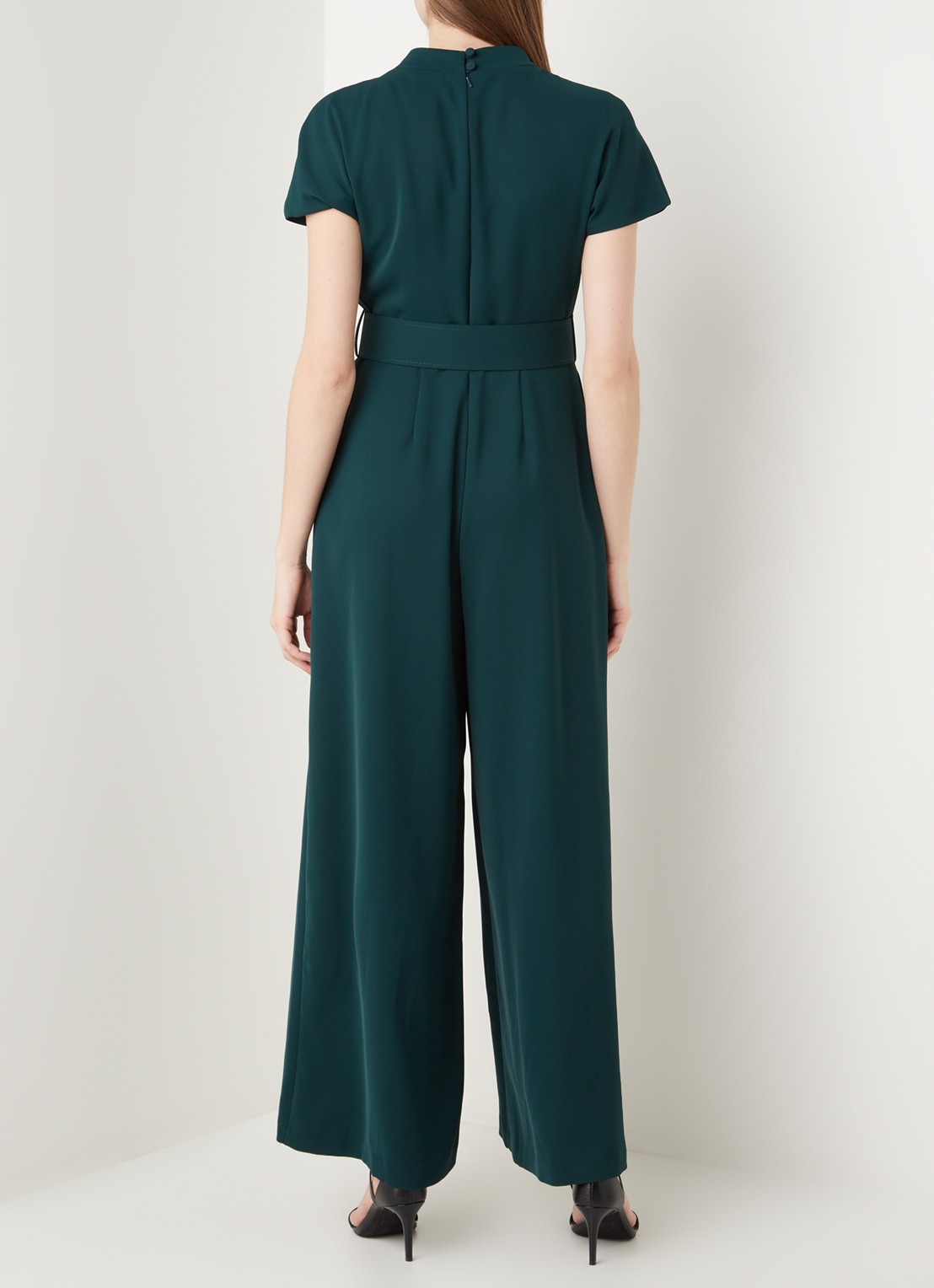Phase Eight Mylee wide fit jumpsuit met ceintuur - achterkant 2 donkergroen