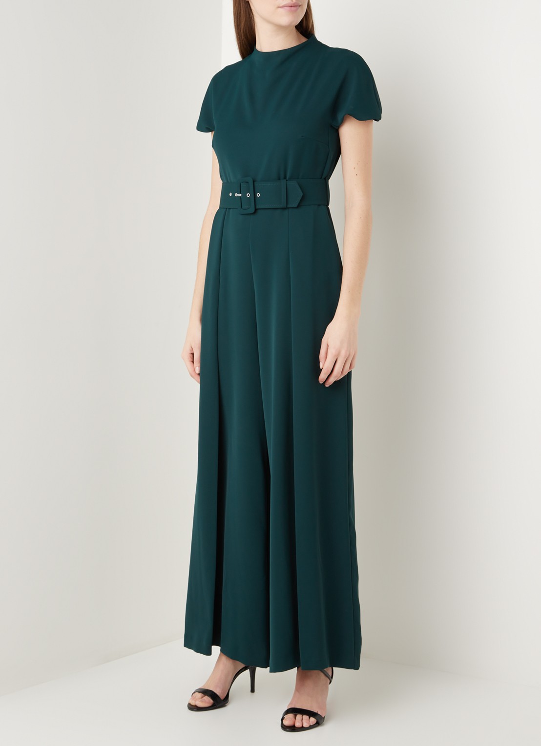 Phase Eight Mylee wide fit jumpsuit met ceintuur - detail donkergroen