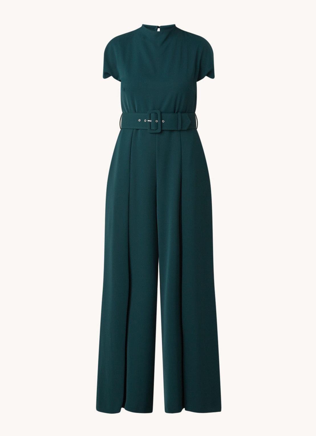 Phase Eight Mylee wide fit jumpsuit met ceintuur - voorkant 3 donkergroen